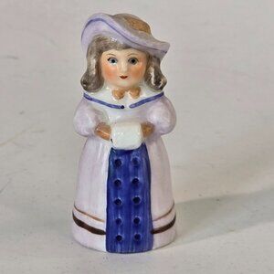 Doll Thimble Girl Figurine Maruri Bone China Gorham Blue Hat Lady Decorative